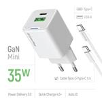 ColorWay 1x USB-C/ síťová nabíječka/ GaN/ PD/ PPS/ QC/ 35W, Bílá