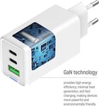 ColorWay 2x USB-C, 1x USB-A/ sieťová nabíjačka/ GaN/ PD/ PPS/ 65W, biela