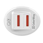 ColorWay 2x USB nabíjačka do auta 36 W, biela