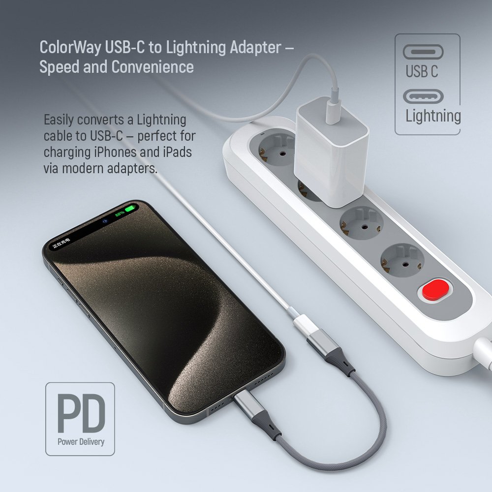 ColorWay Adaptér USB-C na Lighting/ 17.5cm