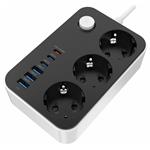 ColorWay CW-CHE36PDB/ 3x Schuko/ 3x USB-C 20 W/ 3x USB-A/ kábel 2 m