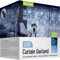 ColorWay LED girlanda/ vnitřní / 300 LED / délka 3 x 3m / studená bílá/ AC 220V