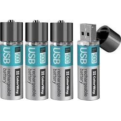 ColorWay nabíjecí baterie AA 1200mAh/ USB/ 1.5V/ 4ks v balení
