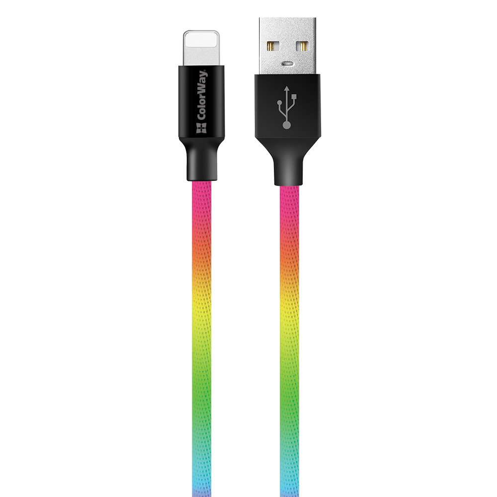 ColorWay USB 2.0 - Lightning kábel 1m 2.4A, viacfarebný CW-CBUL016-MC