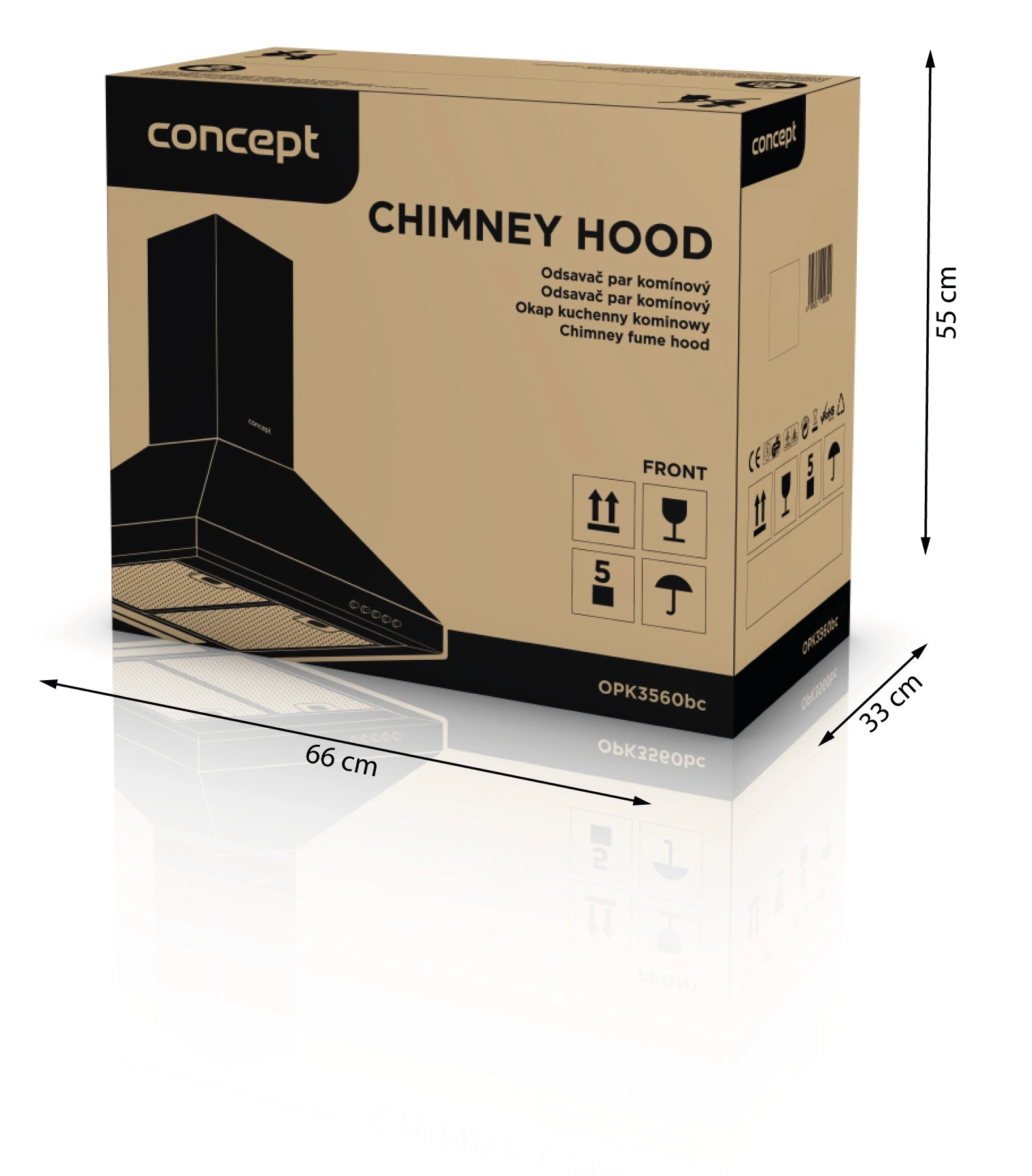 Concept OPK3560BC Komínový odsávač pár 60 cm, čierny