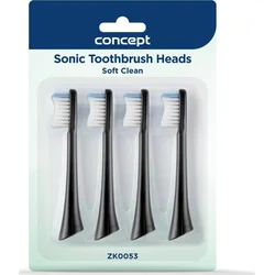 Concept ZK0053 Náhradní hlavice k zubním kartáčkům PERFECT SMILE ZK500x, Soft Clean, 4 ks, černé