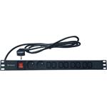 Conexpro 19" kombinovaný rozvodný panel 2x FR + 8x IEC C13, 16A, 1.4m, černý
