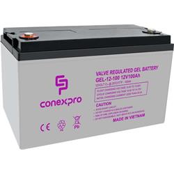 Conexpro baterie gelová, 12V, 100Ah, životnost 10-12 let, M8, Deep cycle