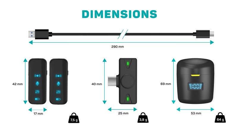 CONNECT IT Bezdrôtový mikrofón ClipMic Pro USB-C set ČIERNY