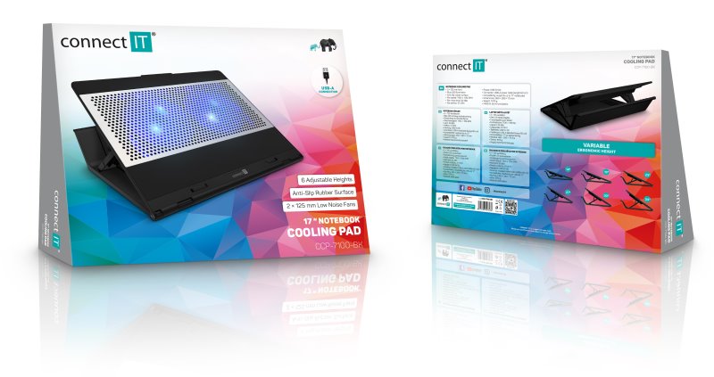 CONNECT IT Chladiaca podložka FrostBlast pod notebook s modrým podsvietením