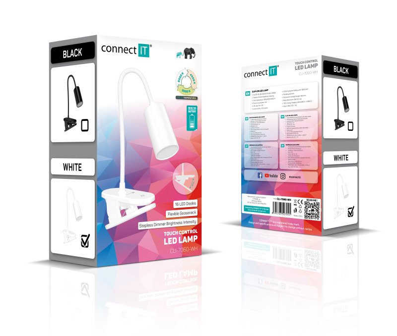 CONNECT IT CLIP 2 stolní LED lampička s klipem BÍLÁ