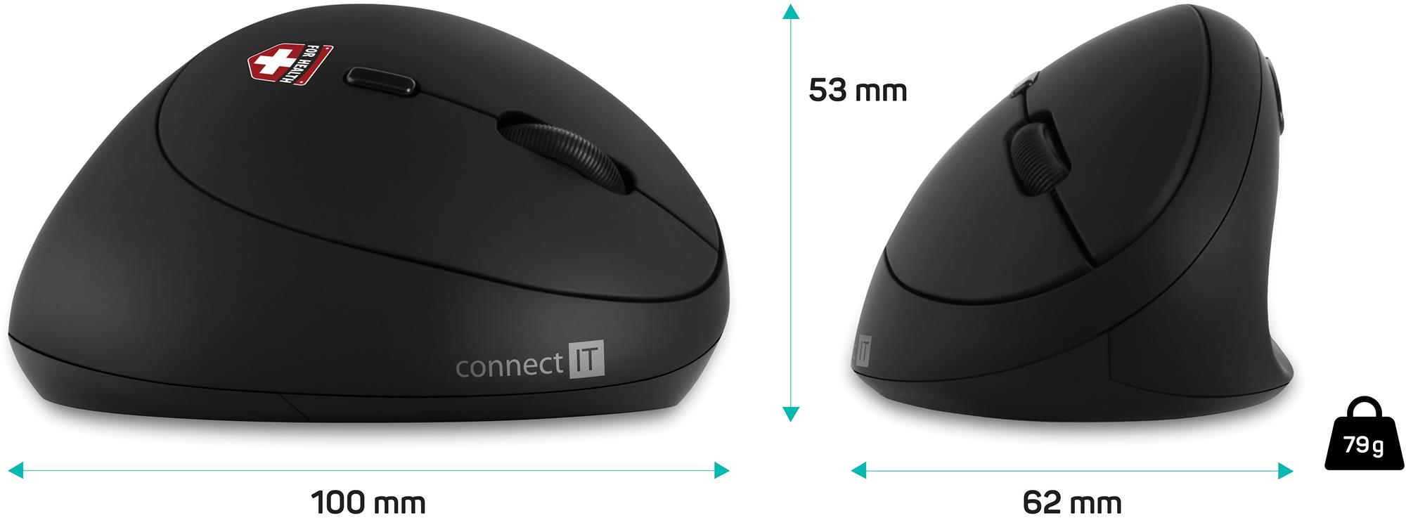 Connect IT CMO-2600-BK VERTICAL, bezdrôtová optická myš