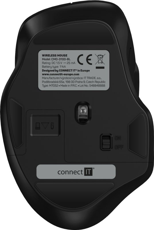 CONNECT IT Dual SmartSwitch bezdrátová myš, USB-A + C, MODRÁ