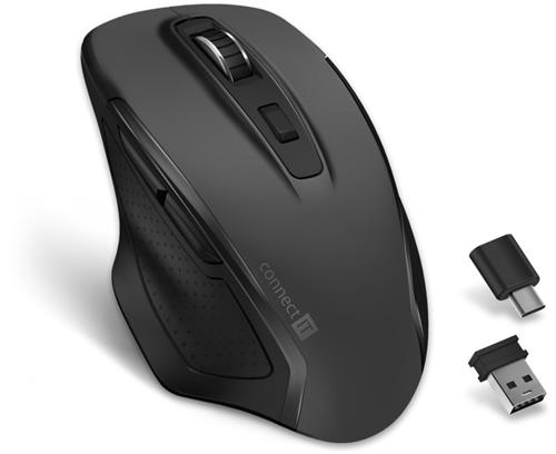 Connect IT Dual SmartSwitch bezdrôtová myš, USB-A + C, sivá