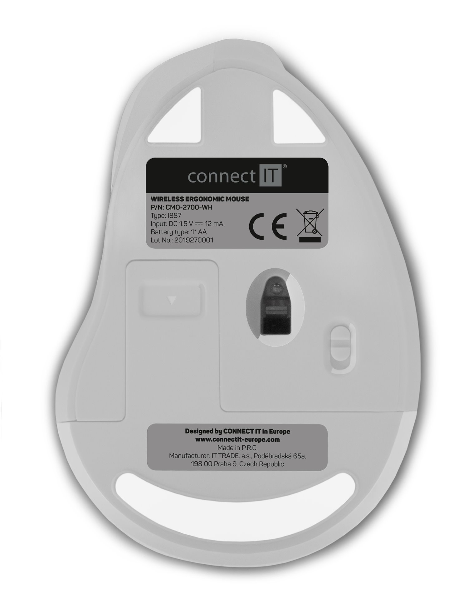 Connect IT For Health ergonomická vertikálna myš, biela CMO-2700-WH