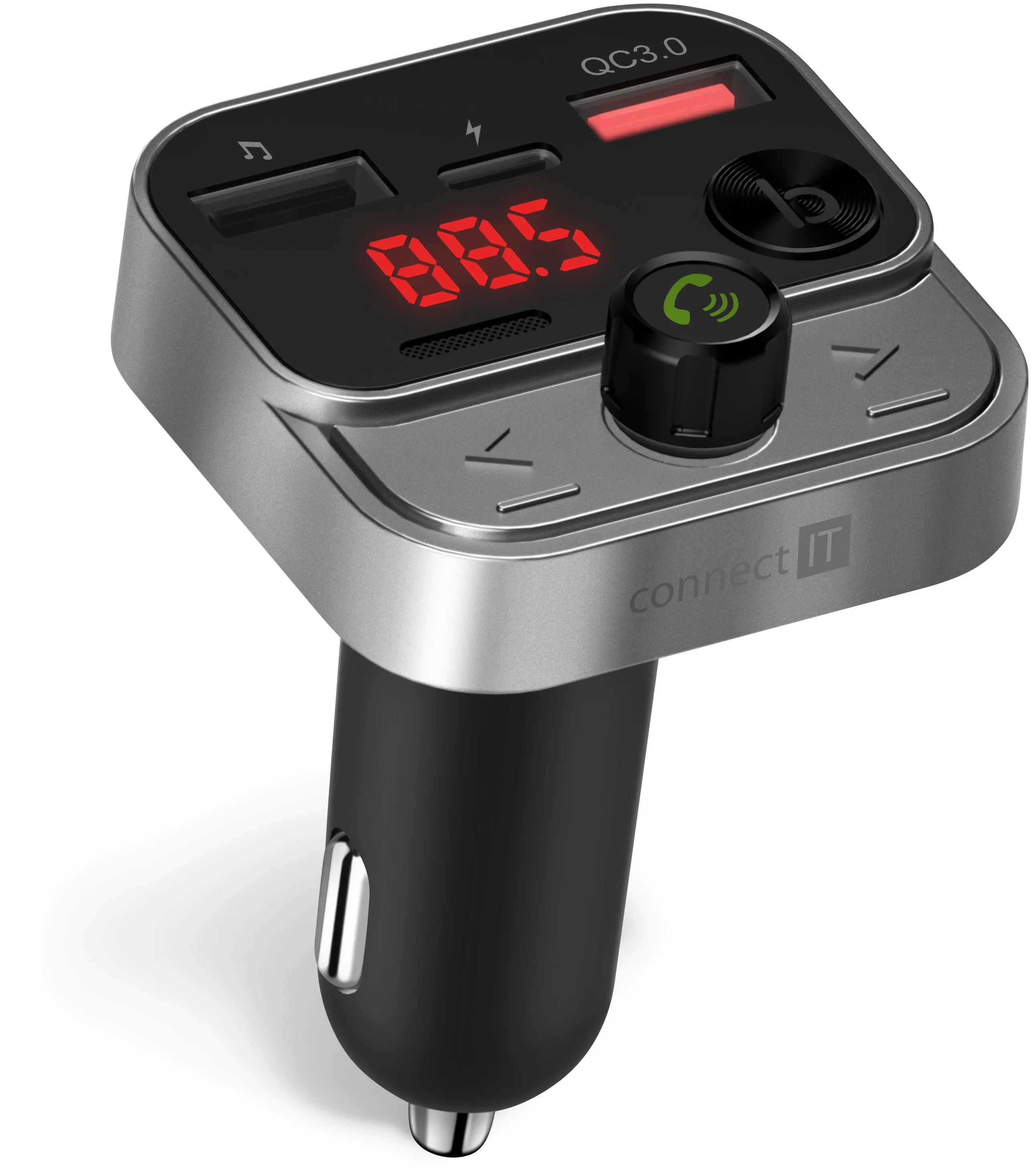 CONNECT IT InCarz Bezdrôtový FM vysielač, 2x USB-A + 1x USB-C, ANTRACITE