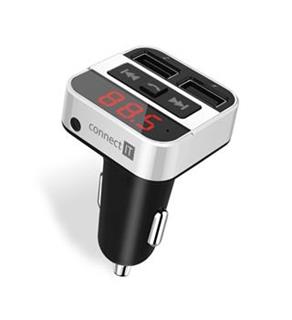 Connect IT InCarz Bluetooth transmitter, STŘÍBRNÝ