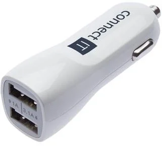 Connect IT InCarz Premium nabíjačka do auta 2xUSB 3.1A+1A, Biela CI-708