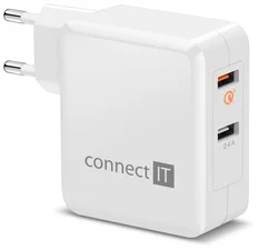 Connect IT InWallz CWC-3010-WH Quick Charge 3.0, 2x USB (3,4A), bílý