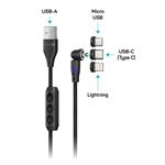 CONNECT IT Magnetic PowerLink 3in1 kabel (USB-C/Lightning/MicroUSB), 2m