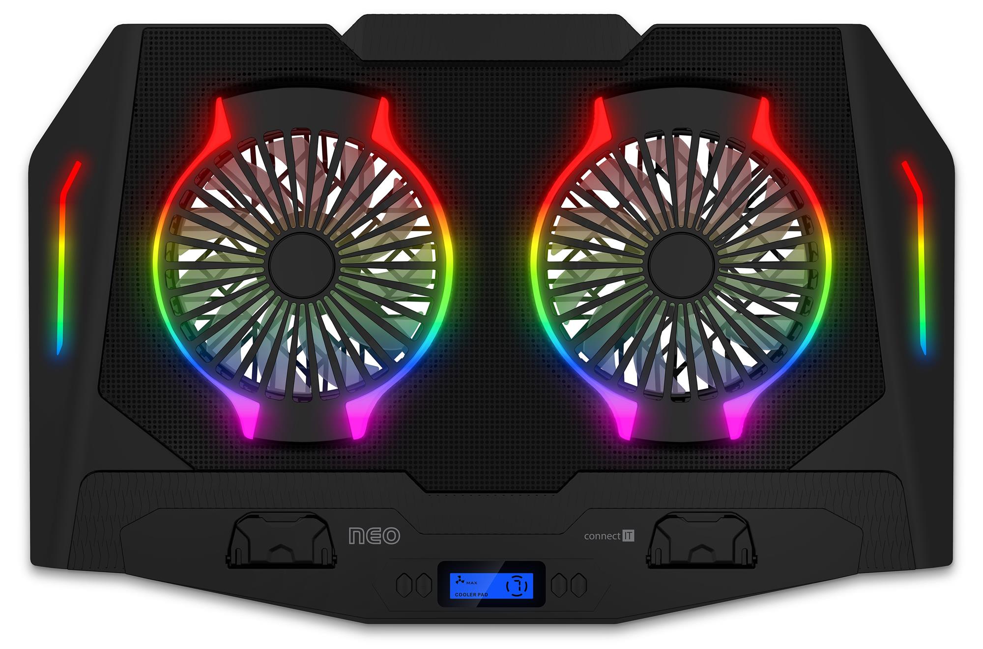 Connect IT NEO RGB chladiaca podložka pod notebook, čierna