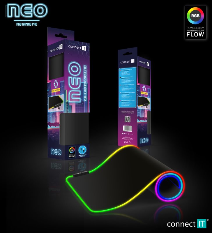 Connect IT NEO RGB podsvietená podložka pod myš a klávesnicu, veľ. L CMP-3100-LG