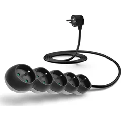 Connect IT prodlužovací kabel 230 V, 5 zásuvek, 2 m, bez vypínače (černý)