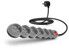 Connect IT prodlužovací kabel 230 V, 6 zásuvek, 3 m, s vypínačem (šedý)