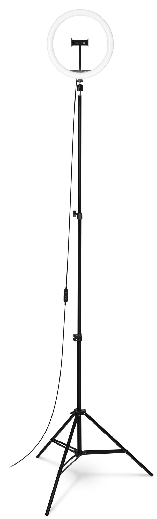 CONNECT IT Selfie12Ring kruhové 12" LED svetlo na statív 2,1 m