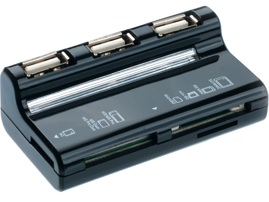 Connect IT USB COMBO hub 3 porty + čítačka kariet BOOT čierna