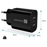 CONNECT IT Voyager2 nabíjací adaptér 1×USB-C, 25W PD, čierny