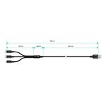 CONNECT IT Wirez 3in1 2x USB-C & 1x Lightning, 1,2 m, ČERNÝ