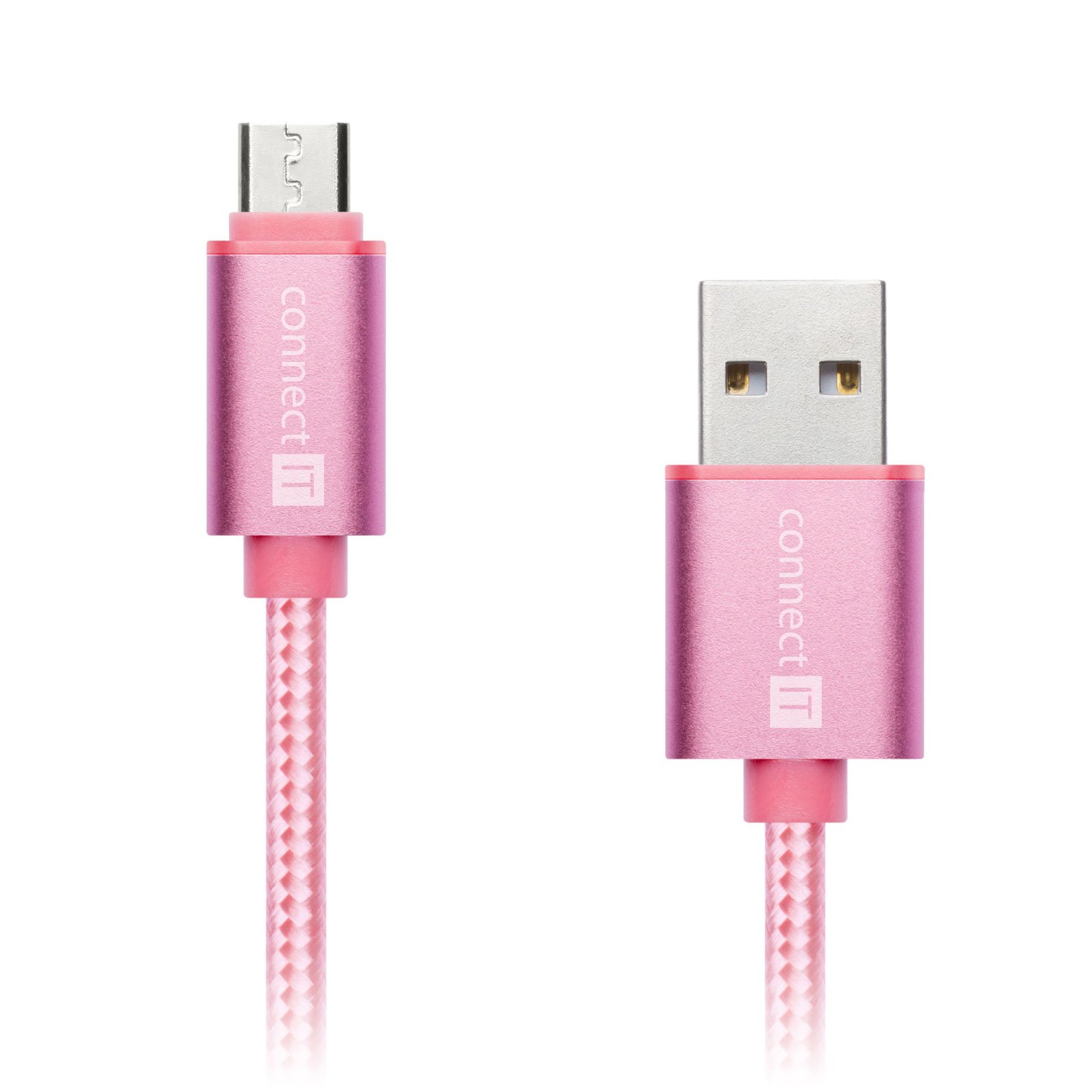 Connect IT Wirez Premium Metallic micro USB, dátový kábel, ružovo zlatý, 1 m CI-967