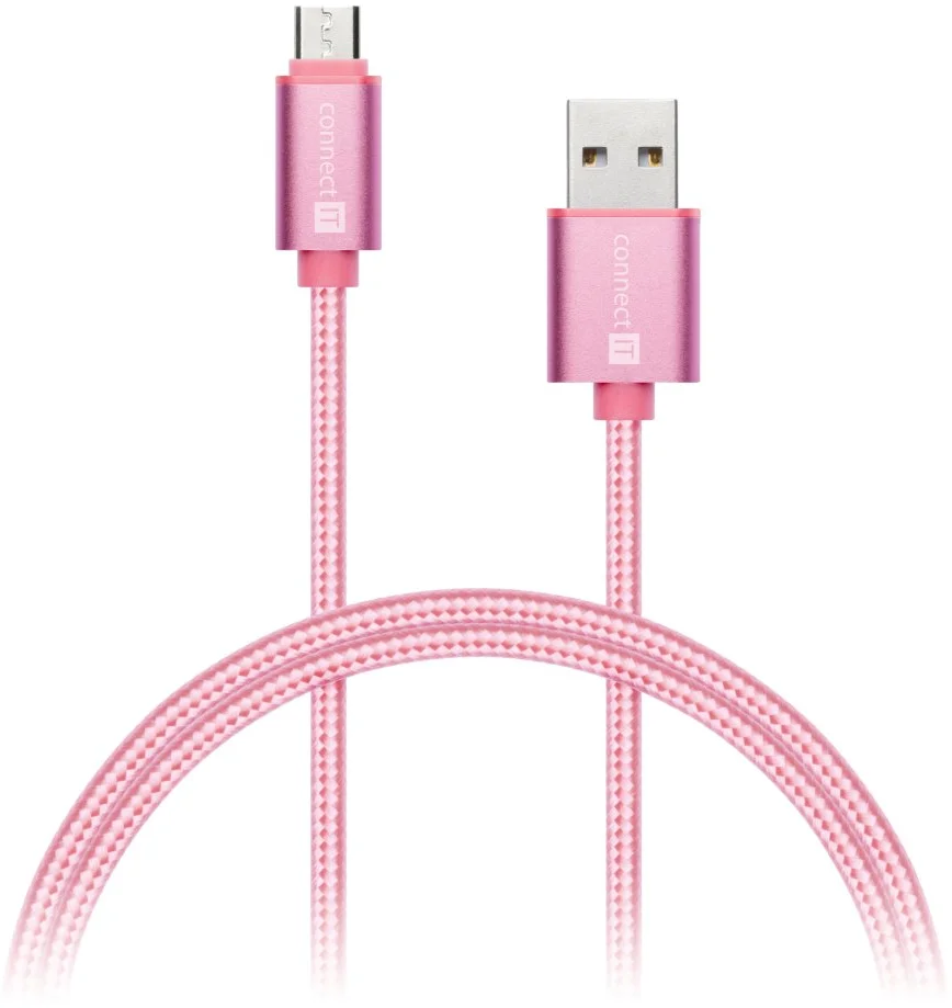 Connect IT Wirez Premium Metallic micro USB, dátový kábel, ružovo zlatý, 1 m CI-967