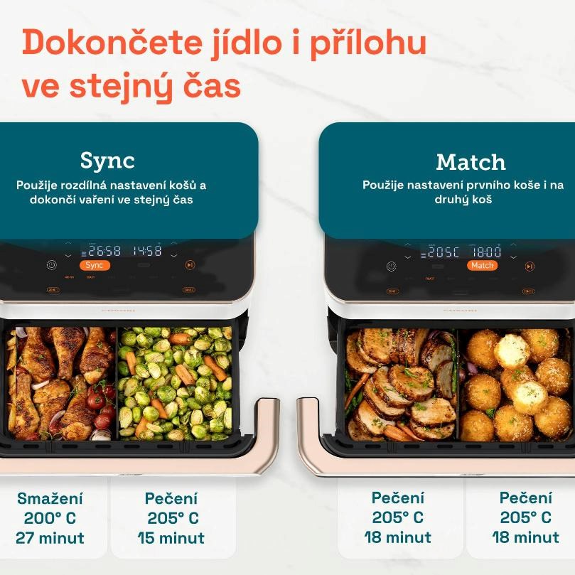 Cosori Dual Blaze TwinFry, keramika, biela
