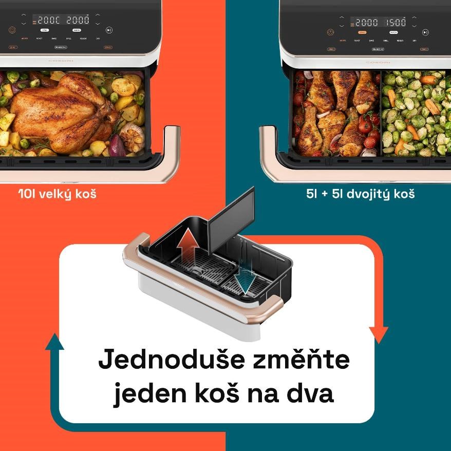 Cosori Dual Blaze TwinFry, keramika, biela