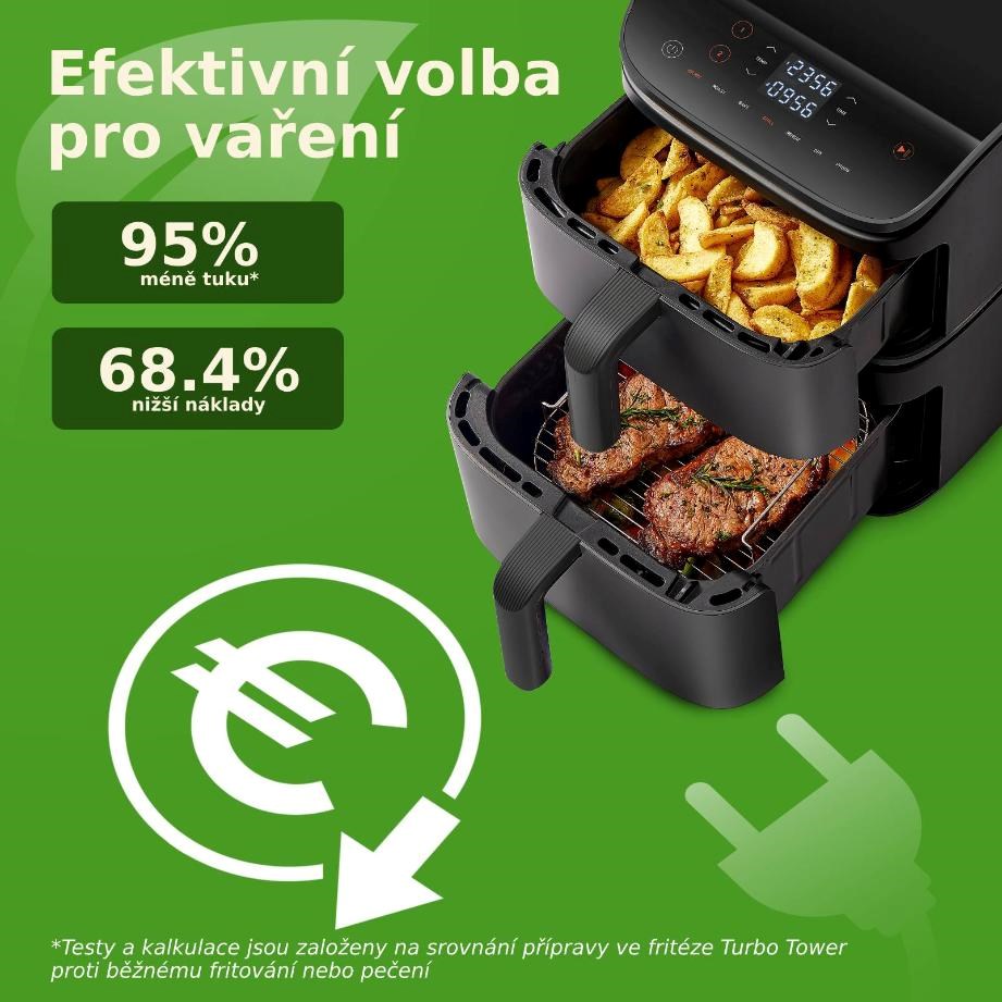Cosori Turbo Tower, keramická, čierna