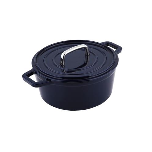 CS Solingen Liatinový okrúhly pekáč s vekom so smaltovaným povrchom ALPEN, 14 cm, modrý
