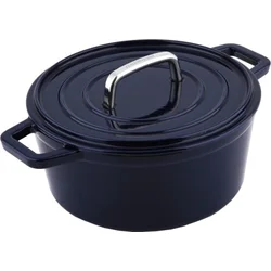CS Solingen Liatinový okrúhly pekáč s vekom so smaltovaným povrchom ALPEN, 14 cm, modrý