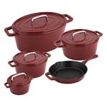 CS Solingen Pekáč s poklicí litinový se smaltovaným povrchem ALPEN, 24 cm, červená 