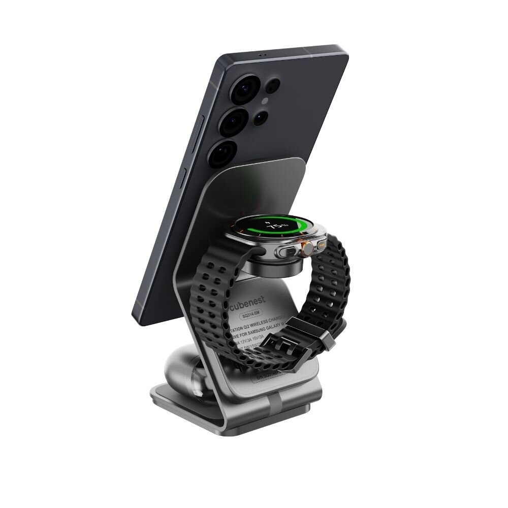 Cubenest 3v1 Qi 2.2 Bezdrôtová magnetická nabíjačka SQS314 pre hodinky Samsung