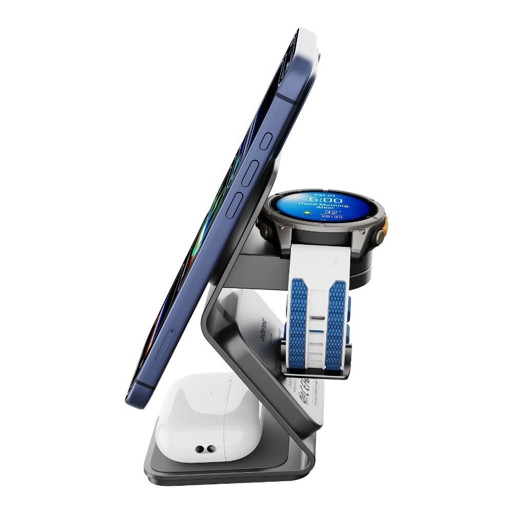 Cubenest 3v1 Qi2.2 Bezdrátová magnetická nabíječka SQ314 Garmin Watch