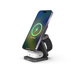 CubeNest 3v1 Skládací bezdrátová magnetická nabíječka S312 Pro - černá