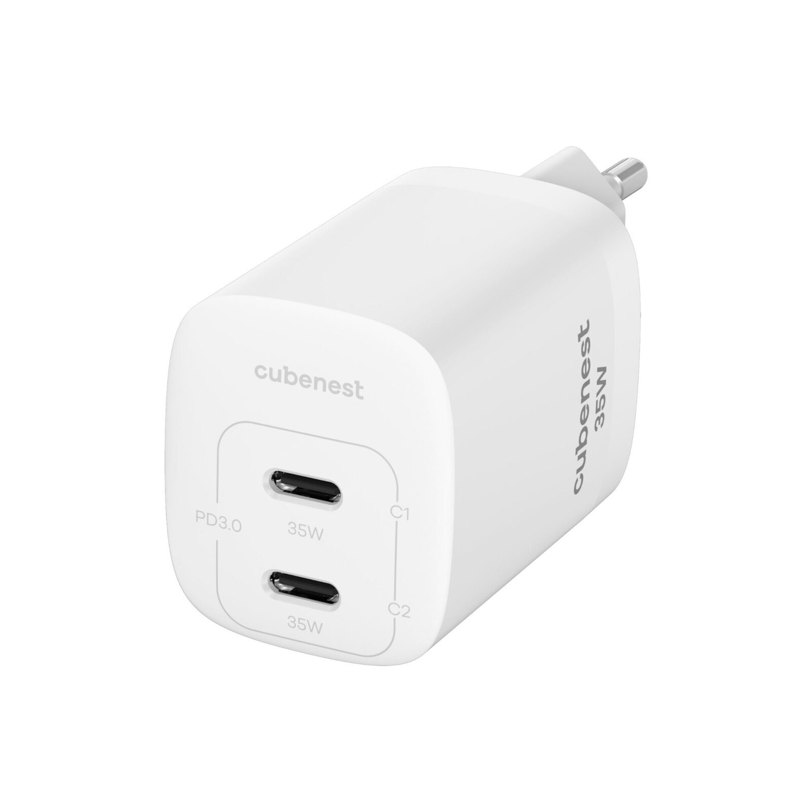 Cubenest PD GaN adaptér 35W S2D1 - biely