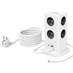 Cubenest PowerCube Extended USB PD 65W USB-C cable, 8xAC, A+C, 3m Grey