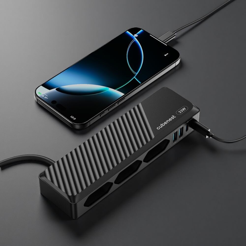 Cubenest PowerStrip SlimLine 2xUSB-A + 2x USB-C 33W Black