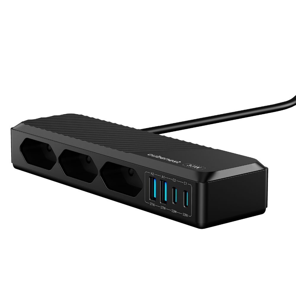 Cubenest PowerStrip SlimLine 2xUSB-A + 2x USB-C 33W Black