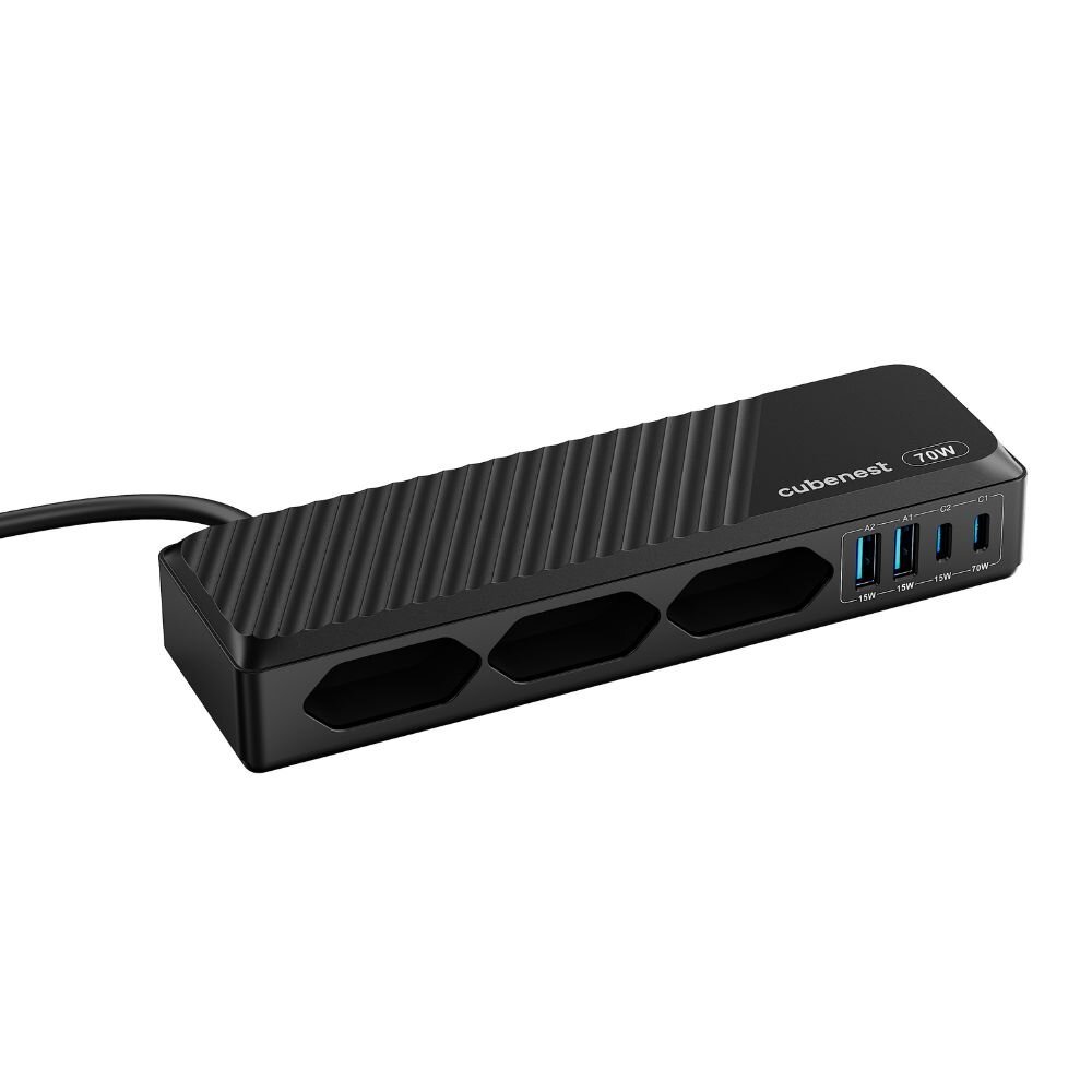 Cubenest PowerStrip SlimLine 2xUSB-A + 2x USB-C 70W Black
