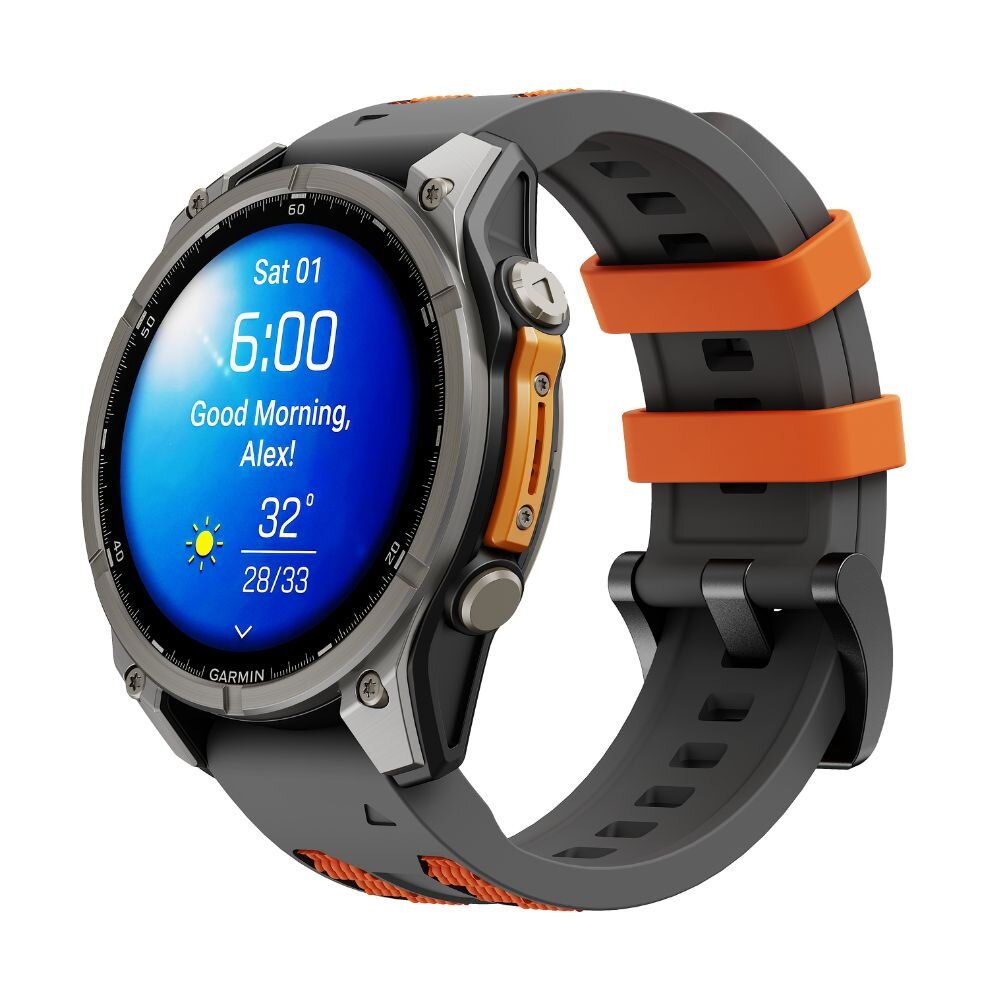 Cubenest Premium silikónový náramok Garmin QuickFit, šedý/oranžový, 26 mm