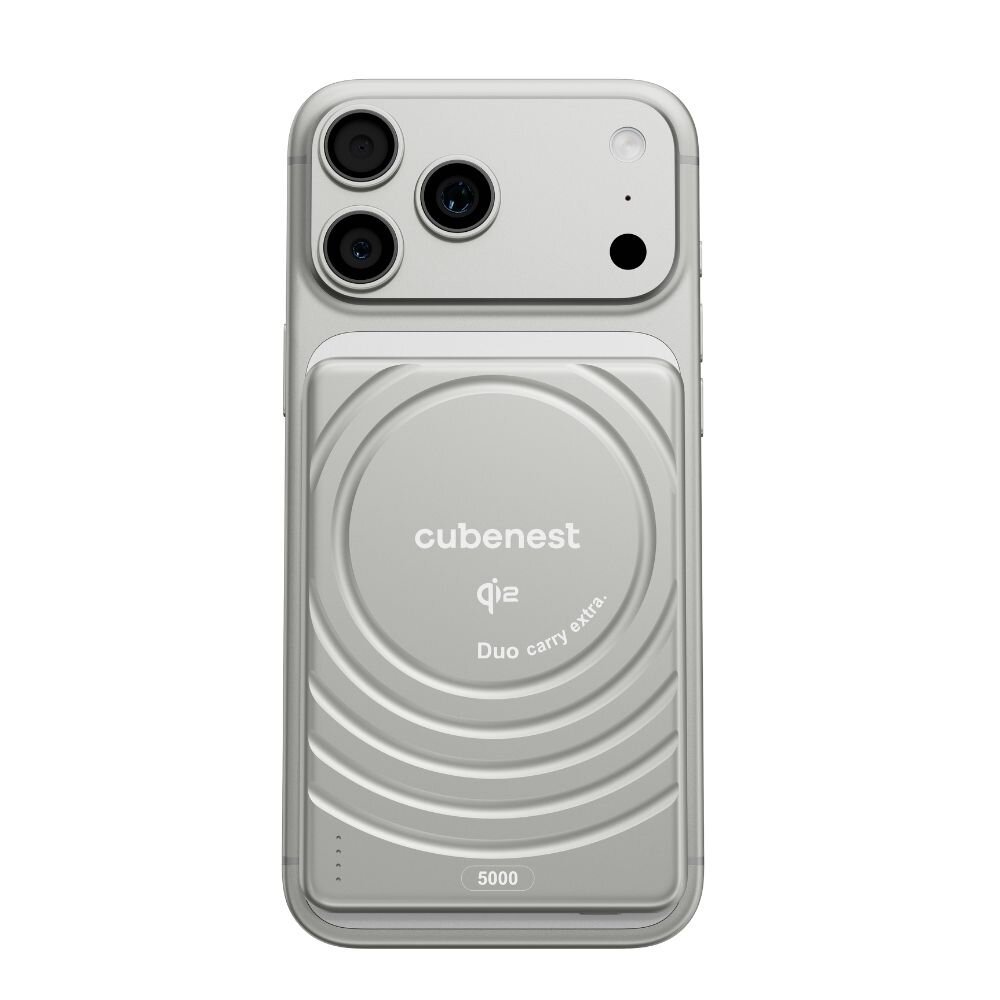 Cubenest Qi2 Magnetická bezdrátová powerbanka SlimDual 5000 mAh SQ1B3D - stříbrná
